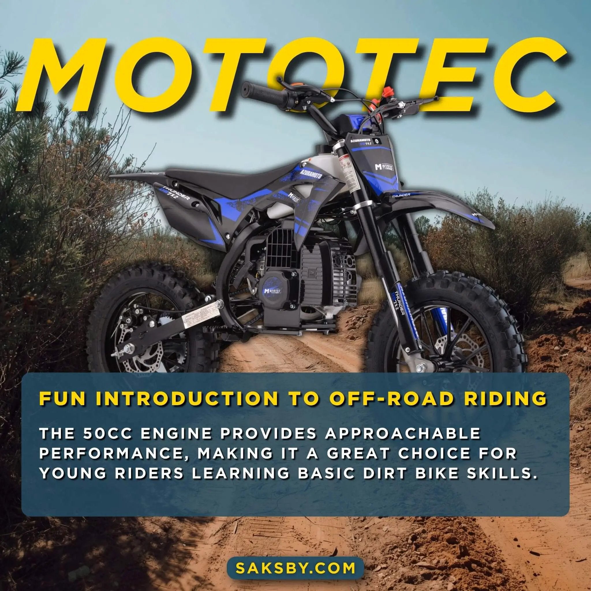 MotoTec Thunder 50CC 2-Stroke Kids Gas Dirt Bike (SAK37480) by SAKSBY WHOLESALE