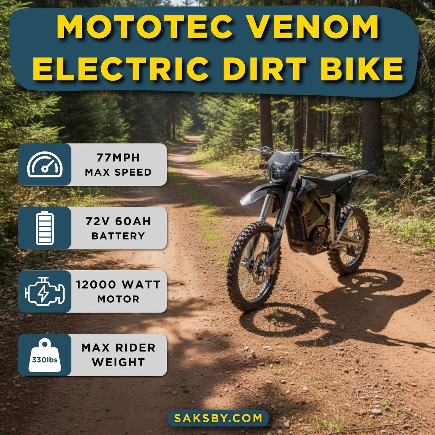 MotoTec Venom High-Performance 72V/12000W Electric Dirt Bike, White (SAK70326) by SAKSBY WHOLESALE
