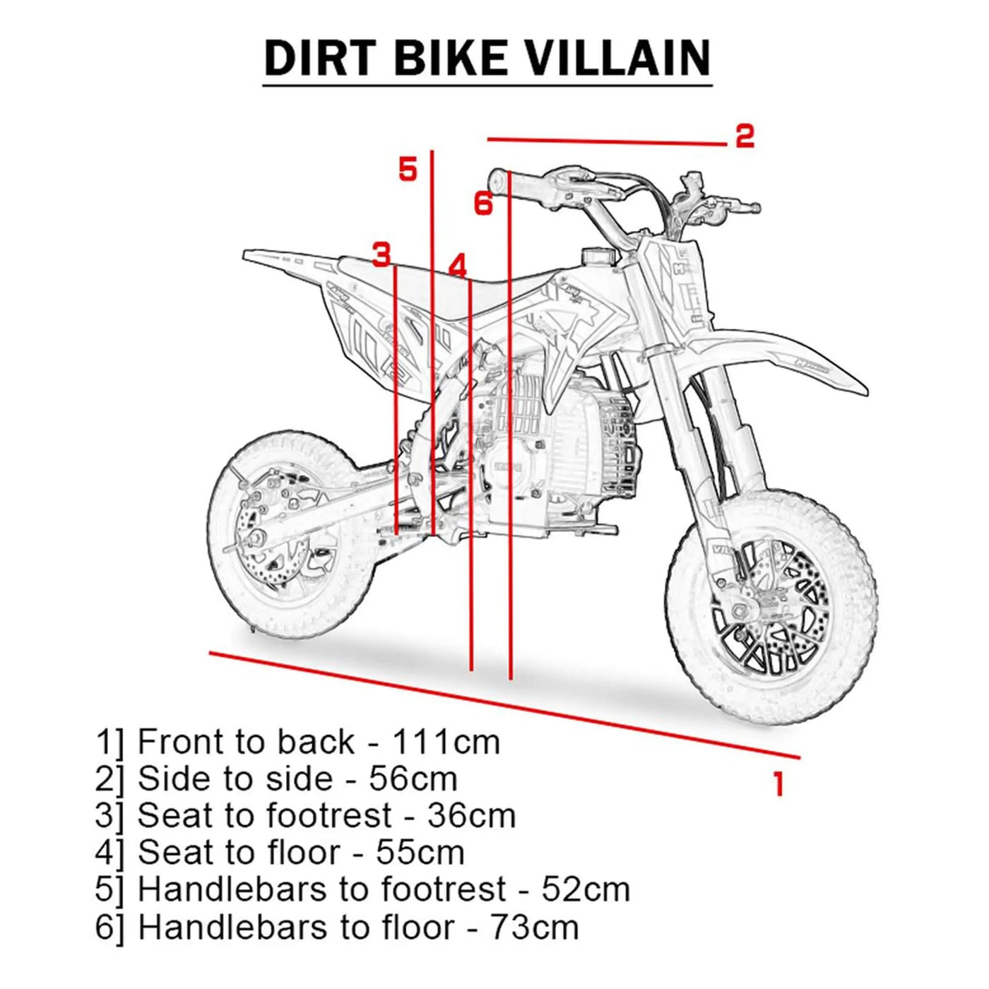MotoTec Villain 52CC 2-Stroke Kids Gas Dirt Bike (SAK59274) by SAKSBY WHOLESALE