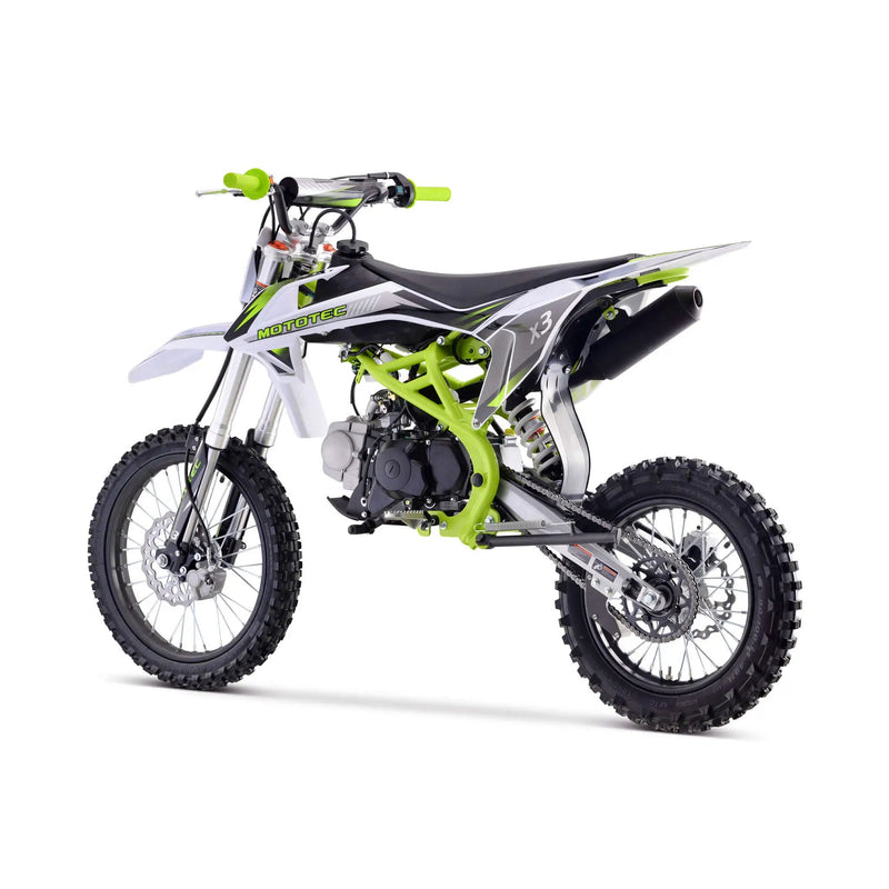 MotoTec X3 125CC 4-Stroke Green Gas-Powered Dirt Bike (SAK86035) by SAKSBY WHOLESALE