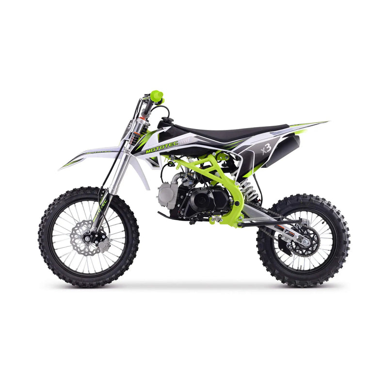 MotoTec X3 125CC 4-Stroke Green Gas-Powered Dirt Bike (SAK86035) by SAKSBY WHOLESALE