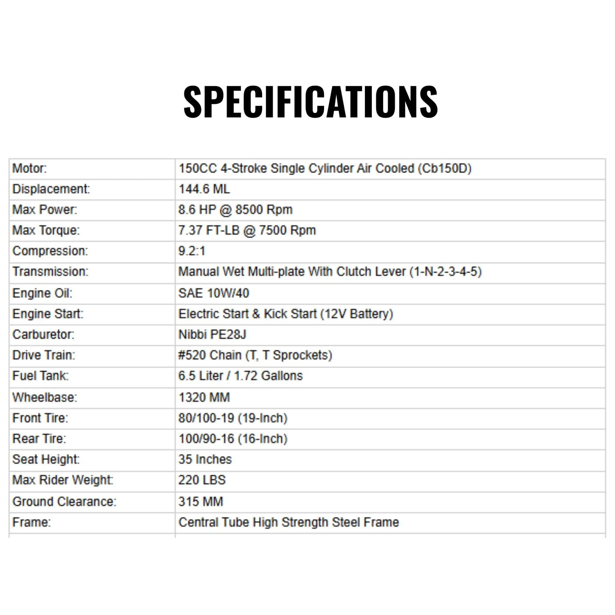 MotoTec X4 150CC 4-Stroke High-Performance Gas-Powered Dirt Bike (SAK95731) by SAKSBY WHOLESALE