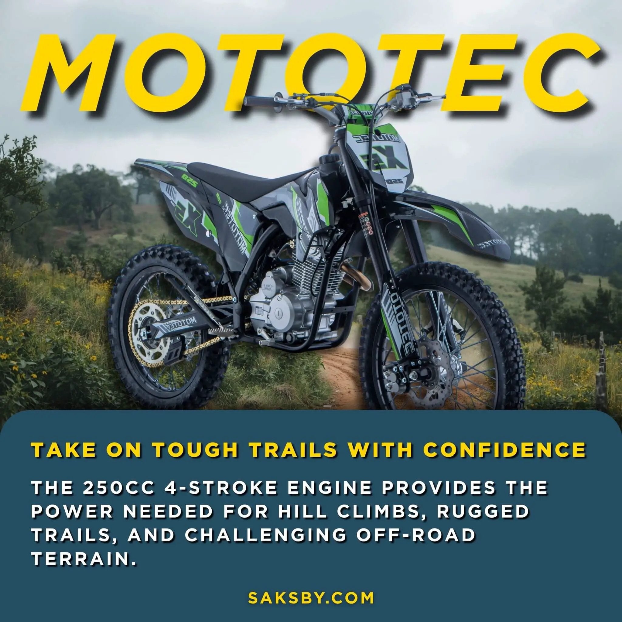 MotoTec X5 250CC 4-Stroke High-Performance Off-Road Gas Dirt Bike, Black (SAK39425) by SAKSBY WHOLESALE