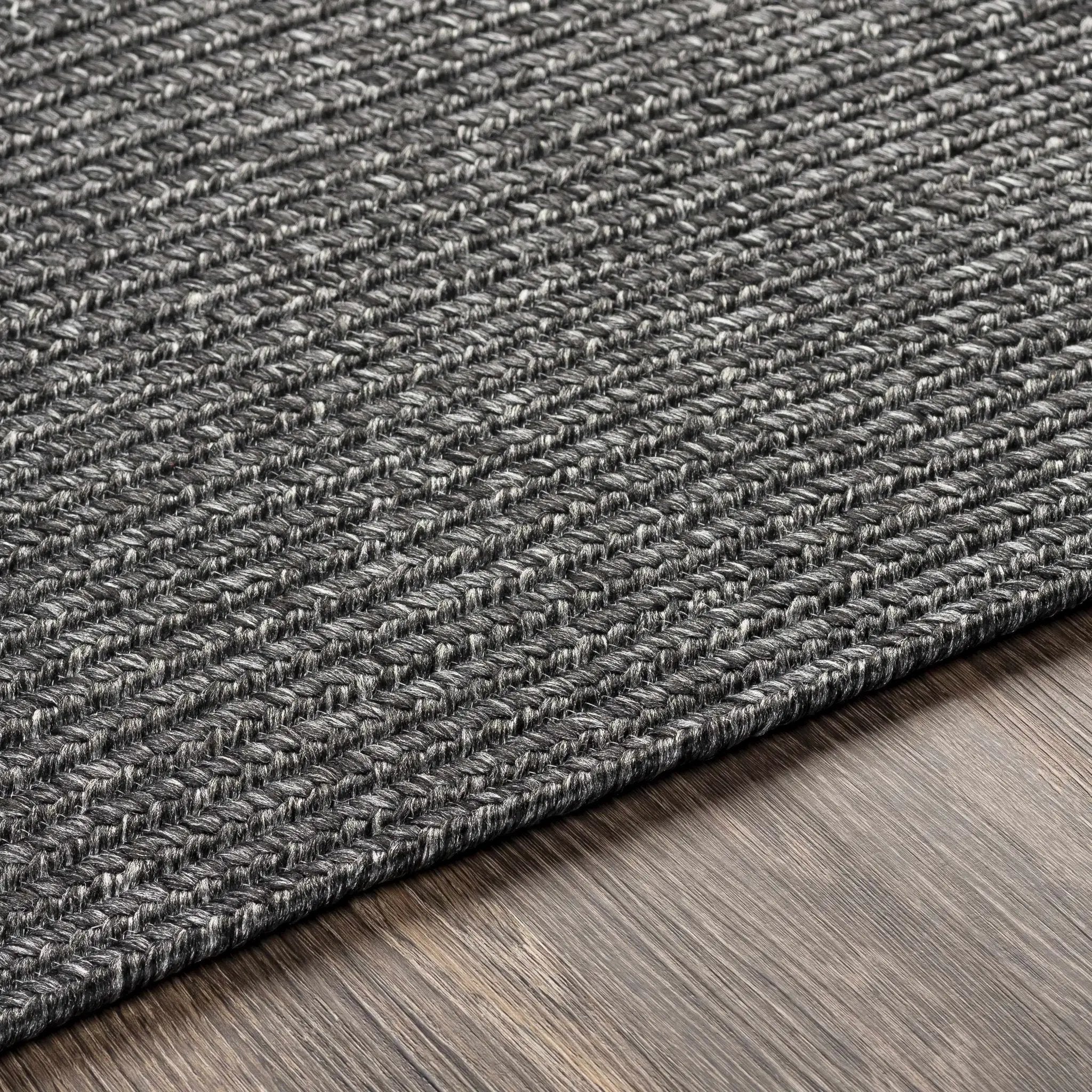 Black Braided Faux Jute Outdoor Rug by Boutique Rugs