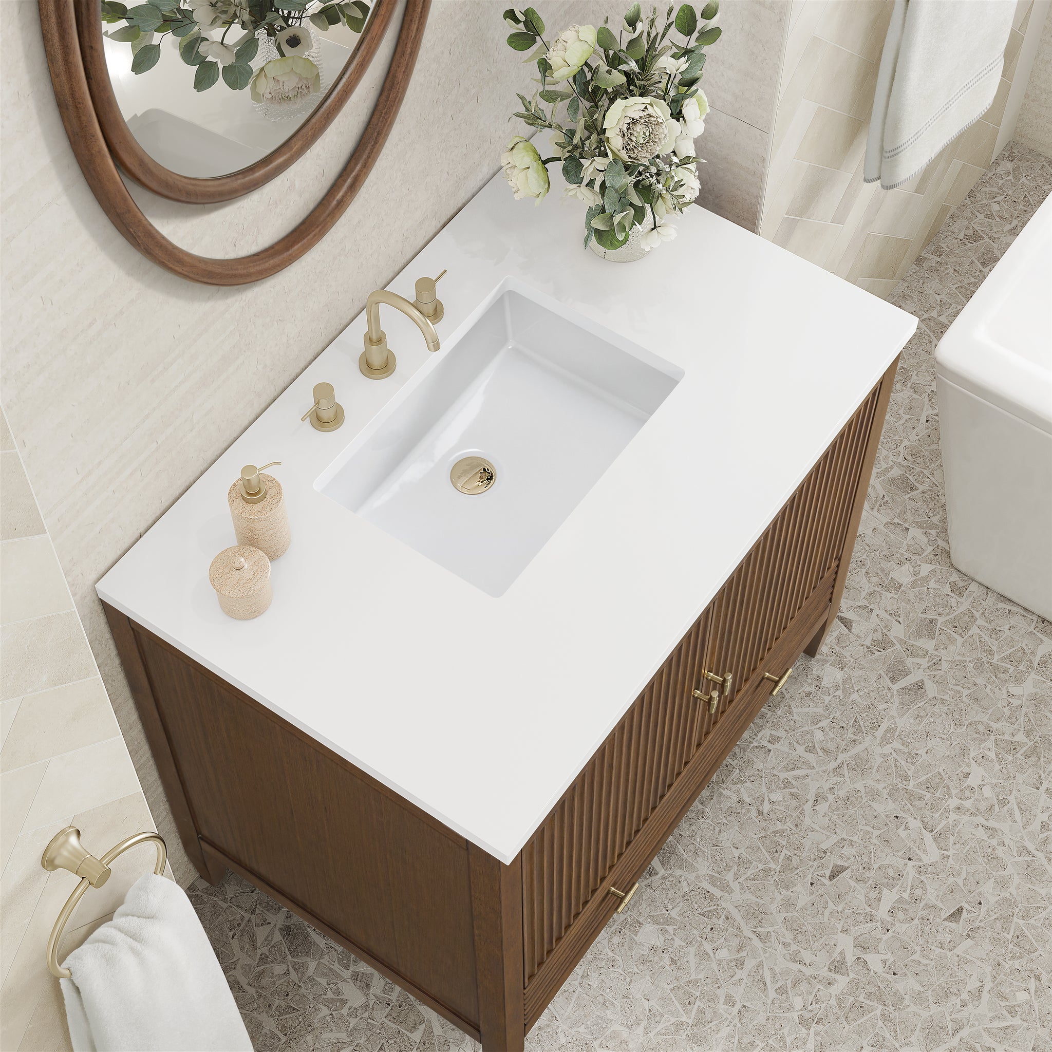 James Martin Myrrin 36" Single Bathroom Vanity, Mid-Century Walnut, view 20