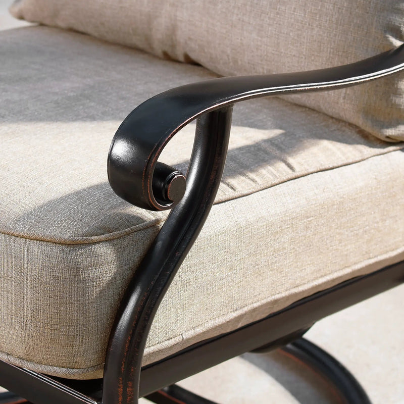 Aluminum 42-in Square Patio Fire Table Set with Swivel Rocking Chairs by Sharicks