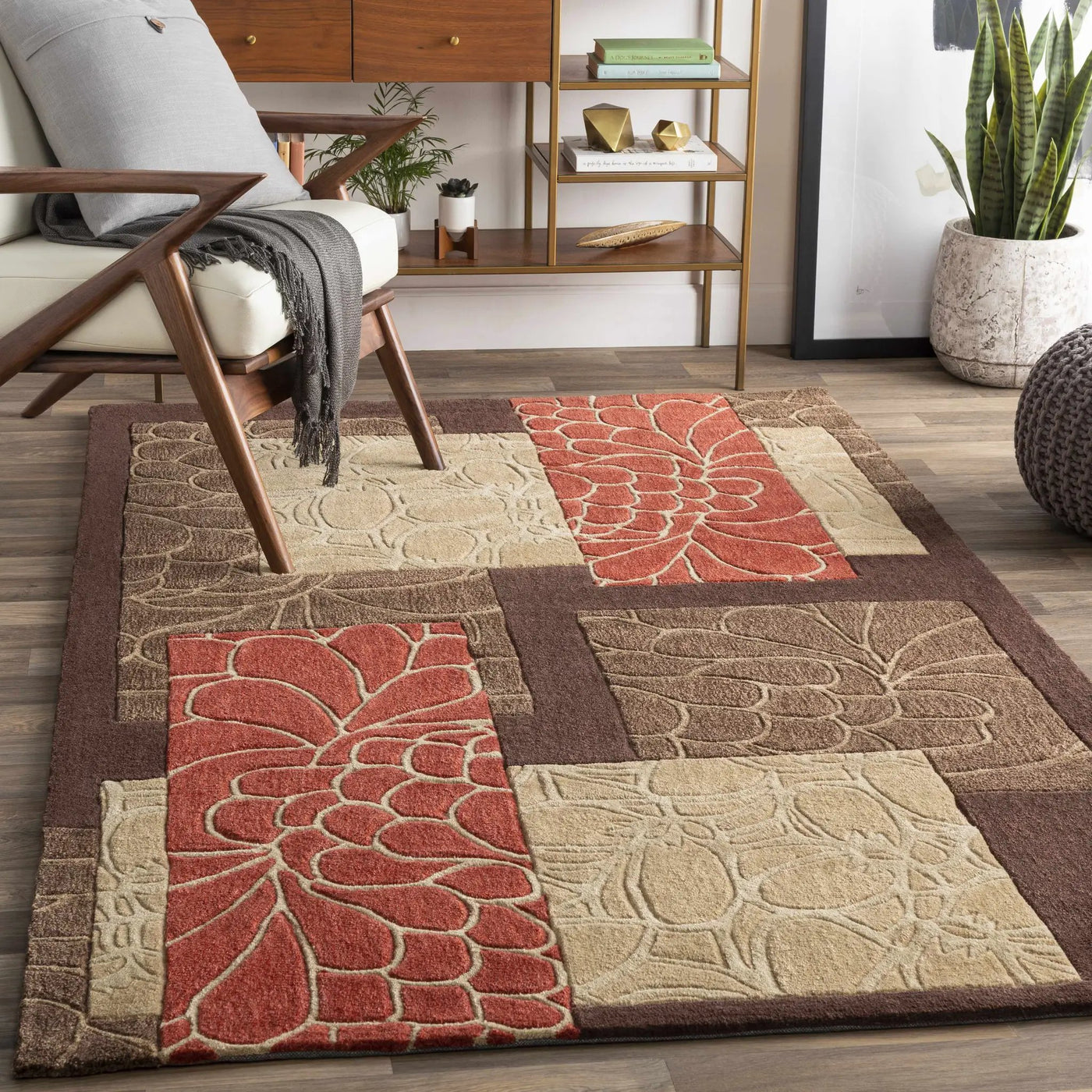 Brick Red-Brown Mosaic Area Rug - Clearance by Boutique Rugs