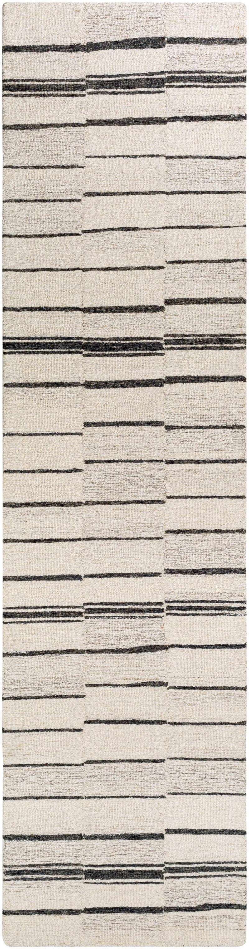 Moorebank Black Striped Wool Rug by Boutique Rugs