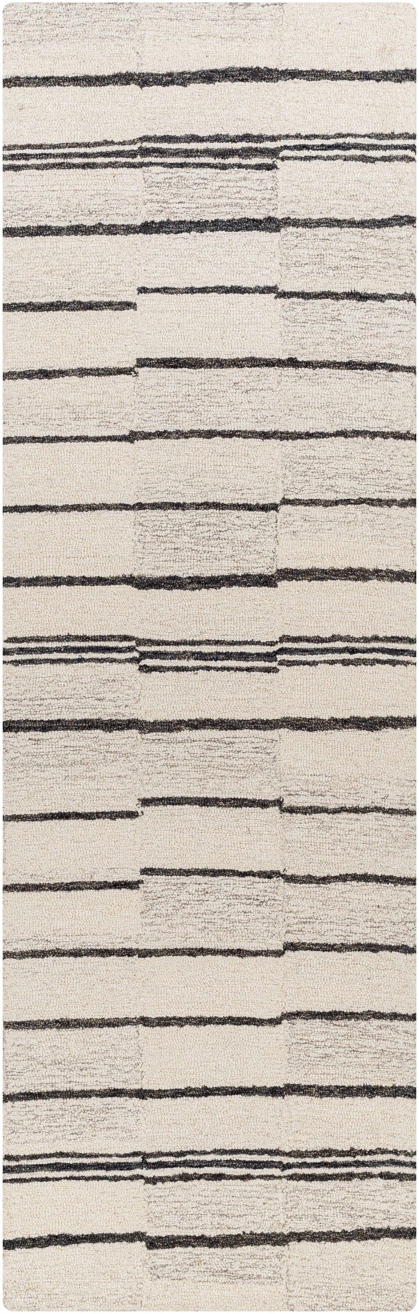 Moorebank Black Striped Wool Rug by Boutique Rugs