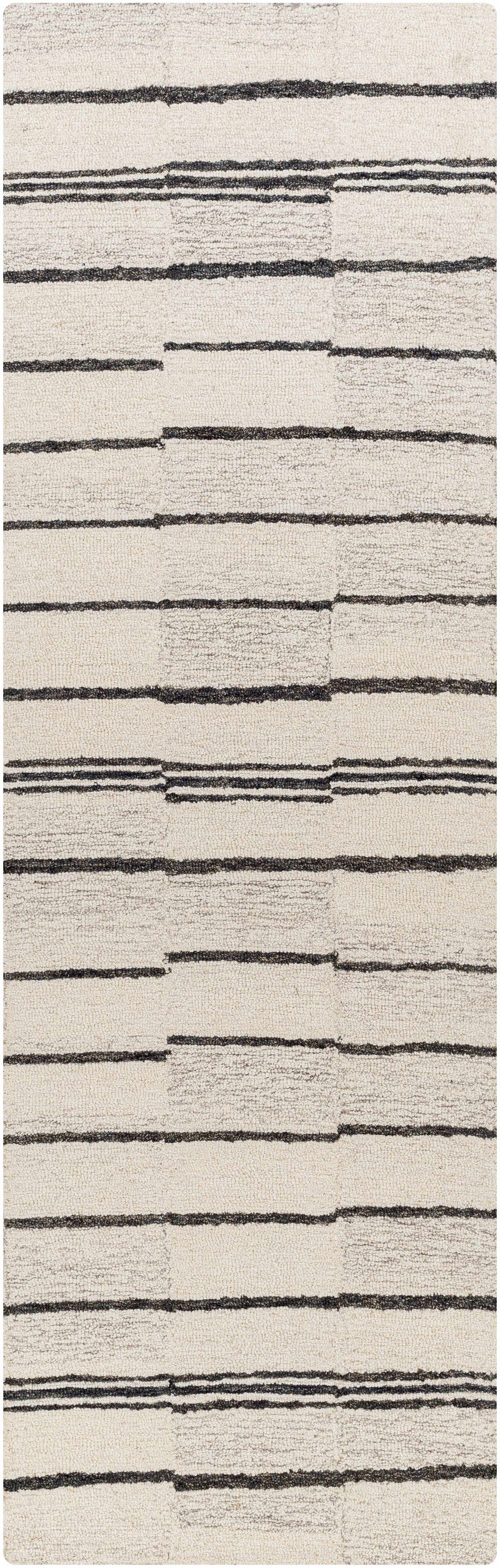 Moorebank Black Striped Wool Rug by Boutique Rugs