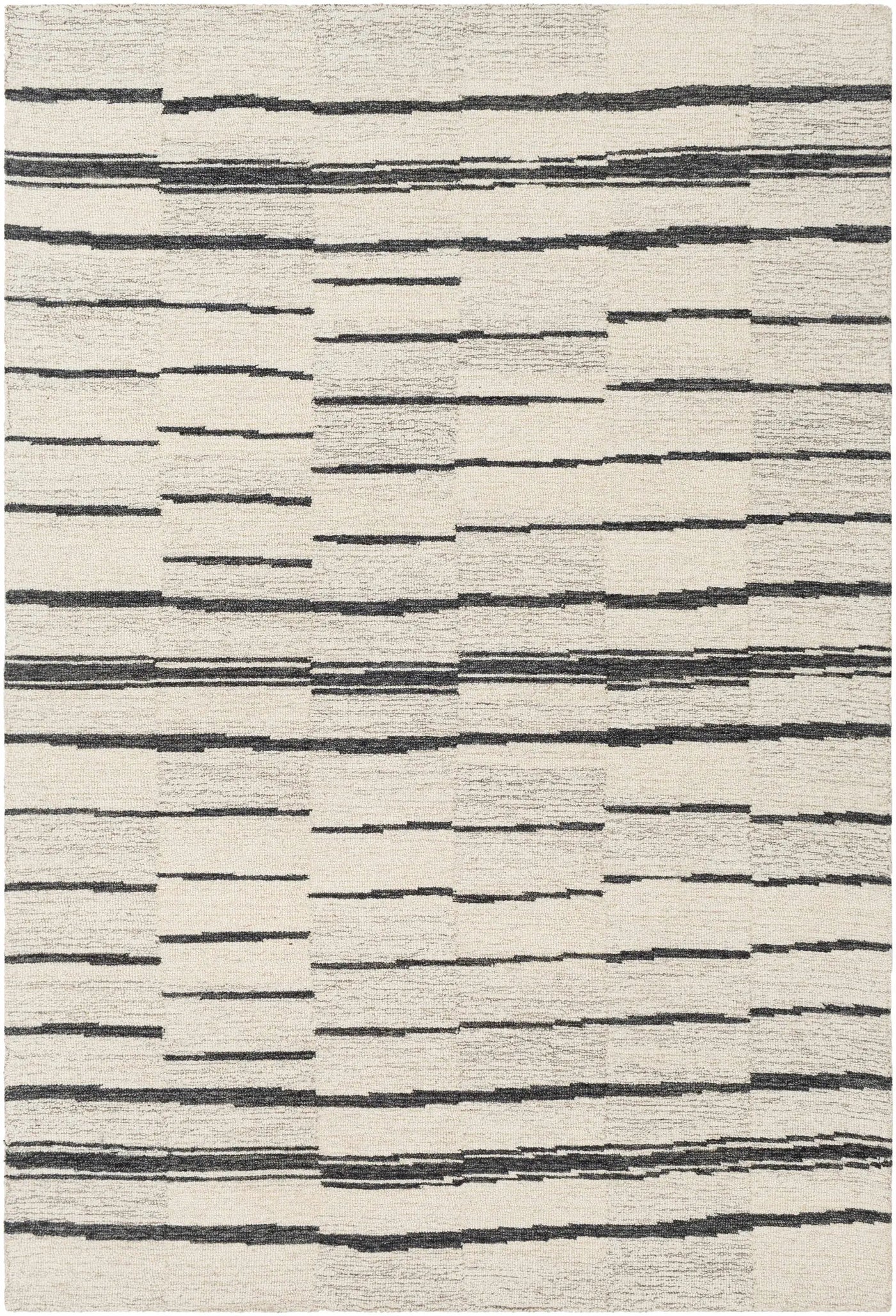 Moorebank Black Striped Wool Rug by Boutique Rugs