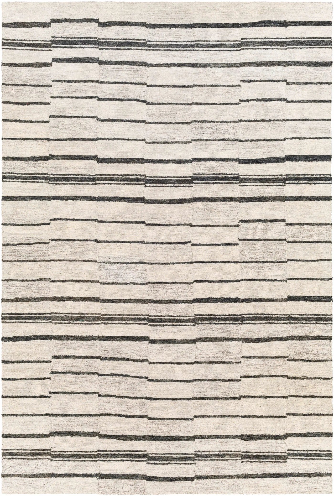 Moorebank Black Striped Wool Rug by Boutique Rugs