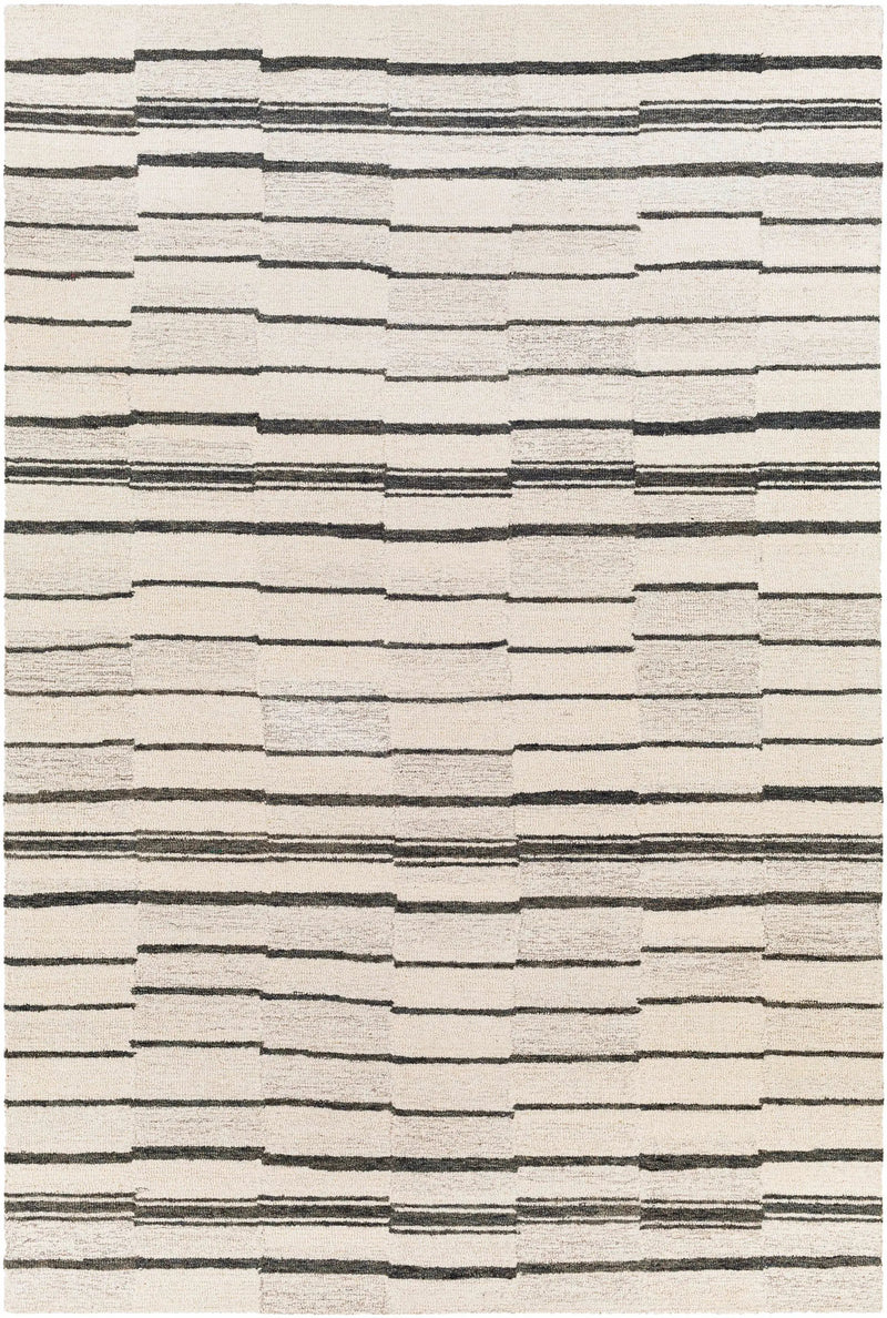 Moorebank Black Striped Wool Rug by Boutique Rugs