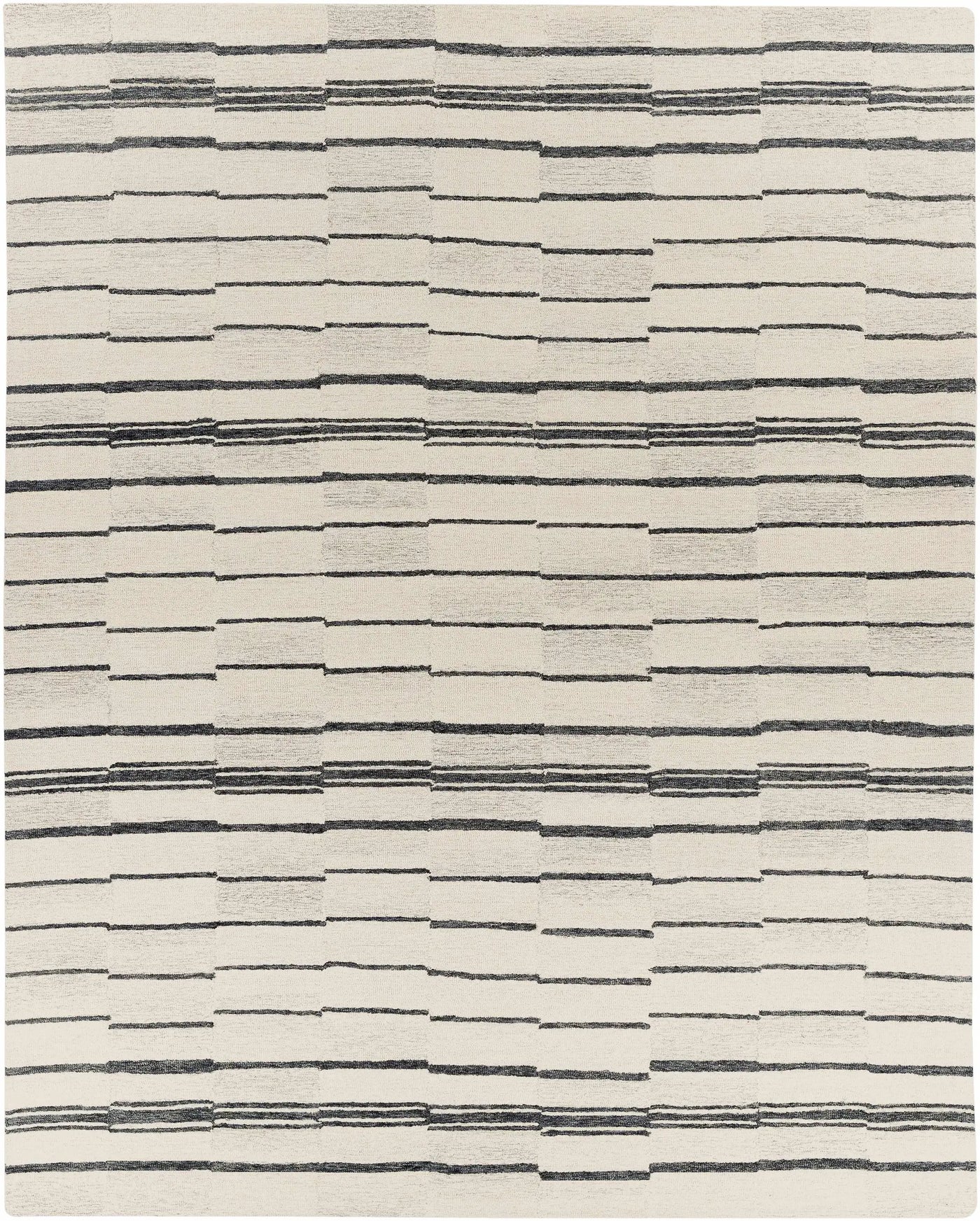 Moorebank Black Striped Wool Rug by Boutique Rugs