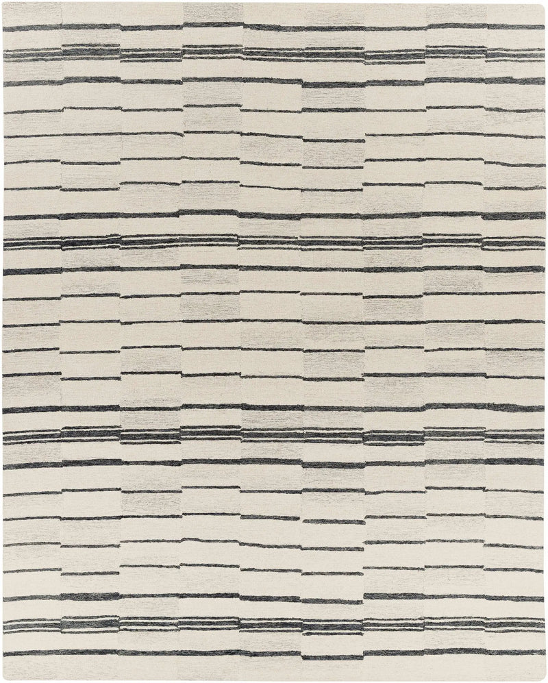 Moorebank Black Striped Wool Rug by Boutique Rugs