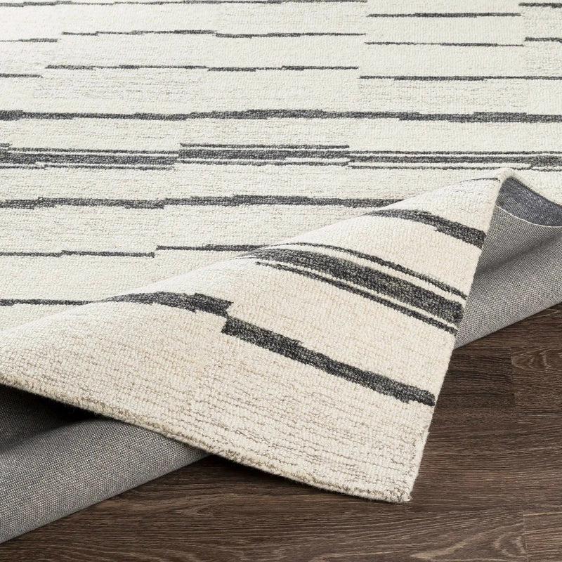 Moorebank Black Striped Wool Rug by Boutique Rugs