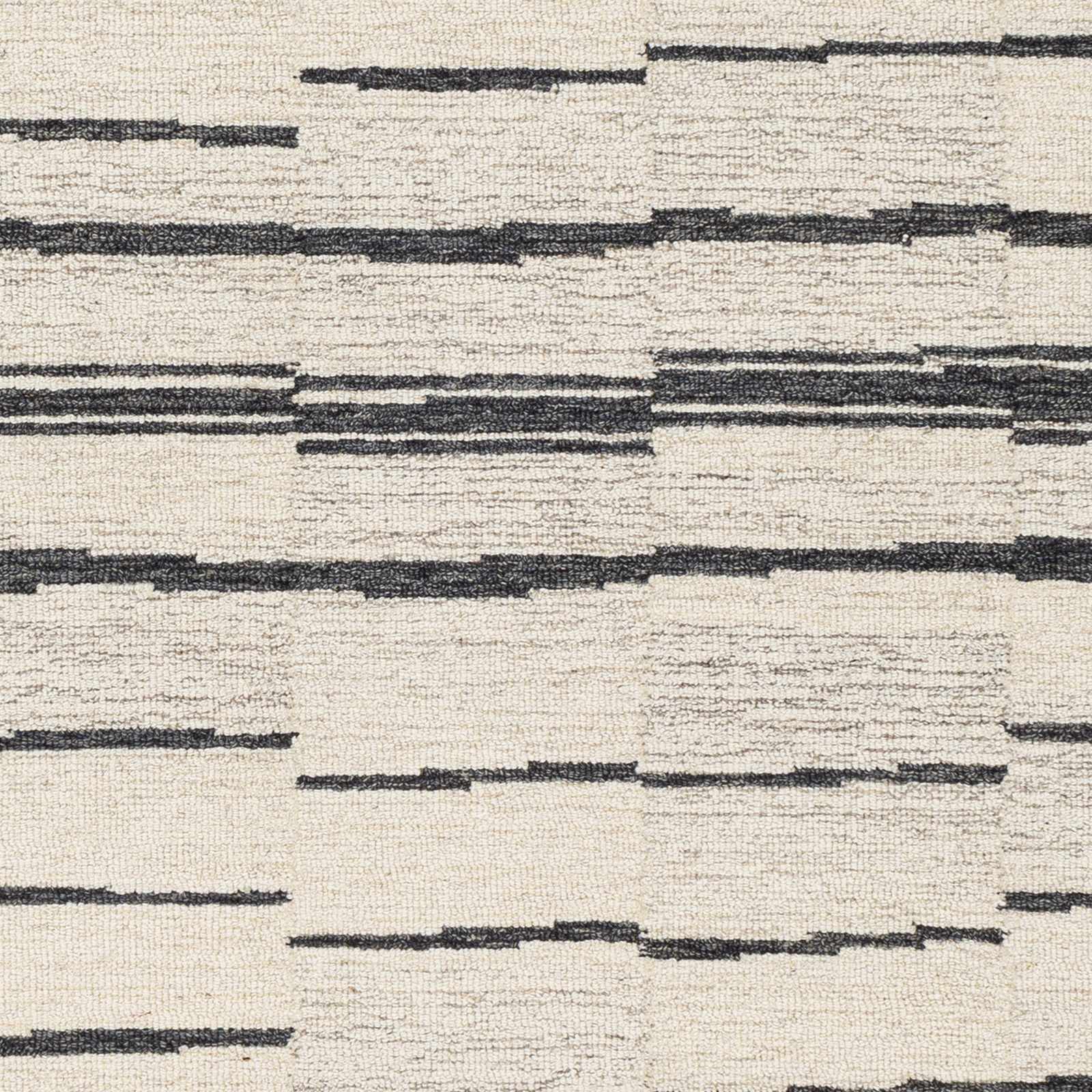 Moorebank Black Striped Wool Rug by Boutique Rugs