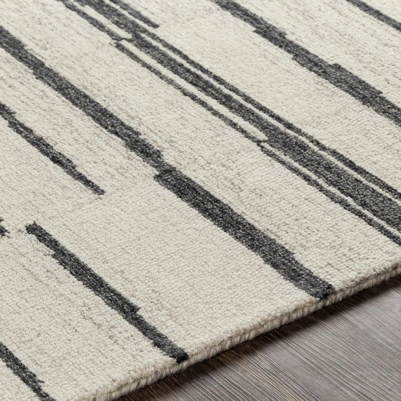 Moorebank Black Striped Wool Rug by Boutique Rugs