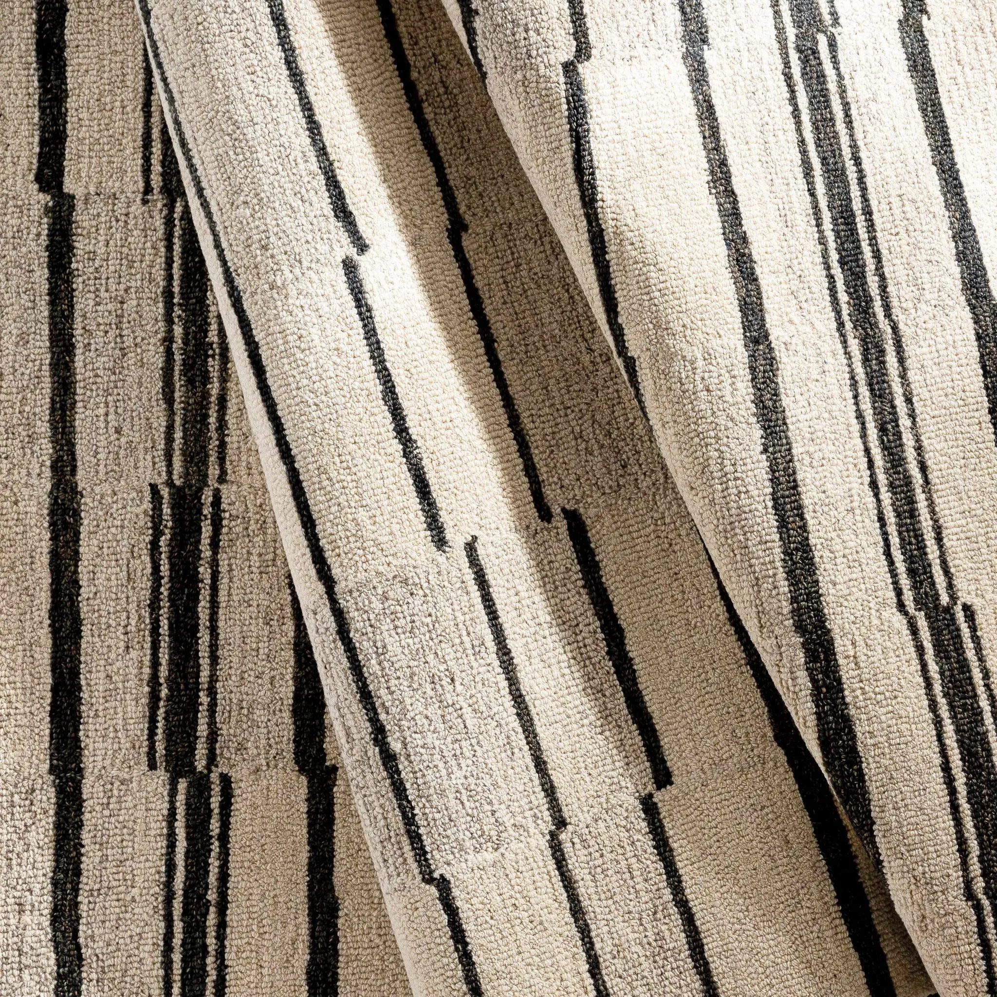 Moorebank Black Striped Wool Rug by Boutique Rugs