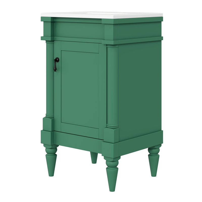 18-Inch Modern Bathroom Vanity with Ceramic Sink, Green, photo 10 of 10