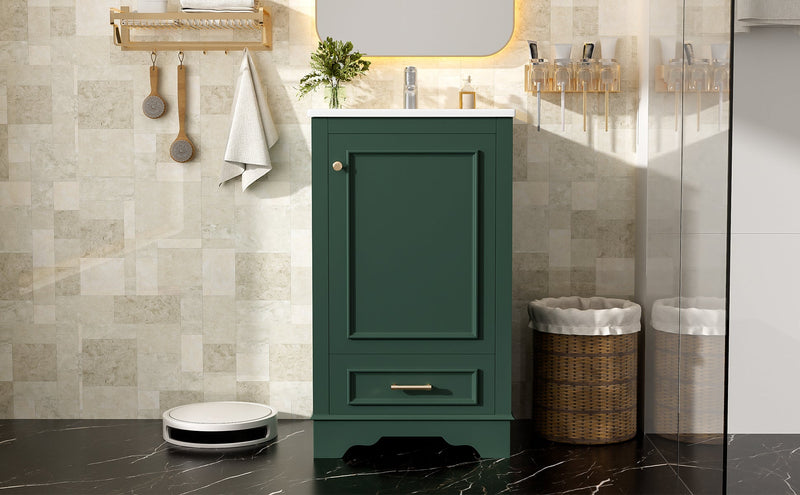 20-Inch Bathroom Vanity with Ceramic Sink, Green, Modern Single, photo 10 of 10