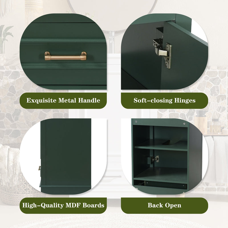20-Inch Bathroom Vanity with Ceramic Sink, Green, Modern Single, photo 5 of 10