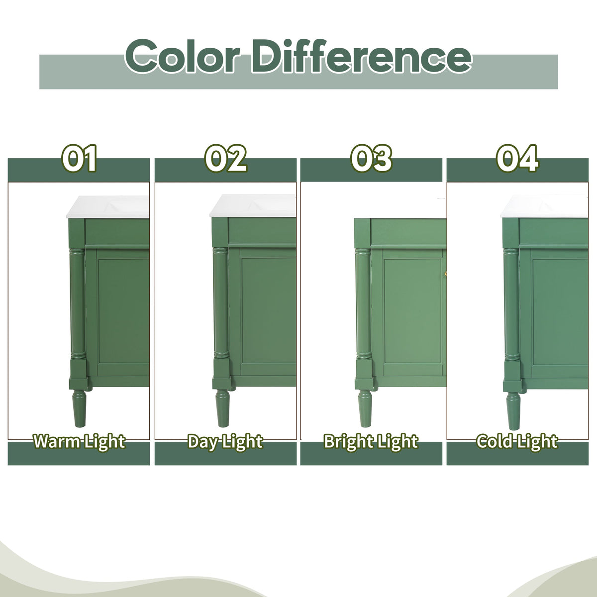 30-Inch Bathroom Vanity Cabinet with Ceramic Sink, Soft Close Doors, Green, photo 9 of 10