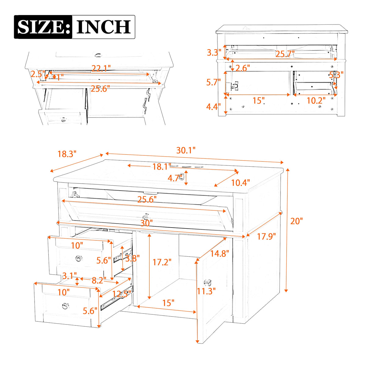 30-Inch Wall Mounted Bathroom Vanity, Floating Cabinet with Ceramic Sink, Black, photo 9 of 10