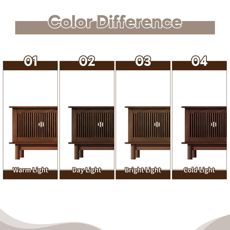78-Inch Mid-Century TV Stand for 85-Inch TVs, Walnut Wood-Grain with Slatted Doors, photo 8 of 10