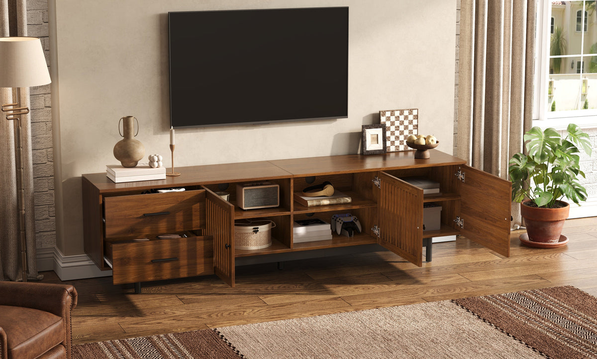 78-Inch TV Stand for 85-Inch TVs, Walnut Media Console with Soft-Closing Drawers, photo 10 of 10