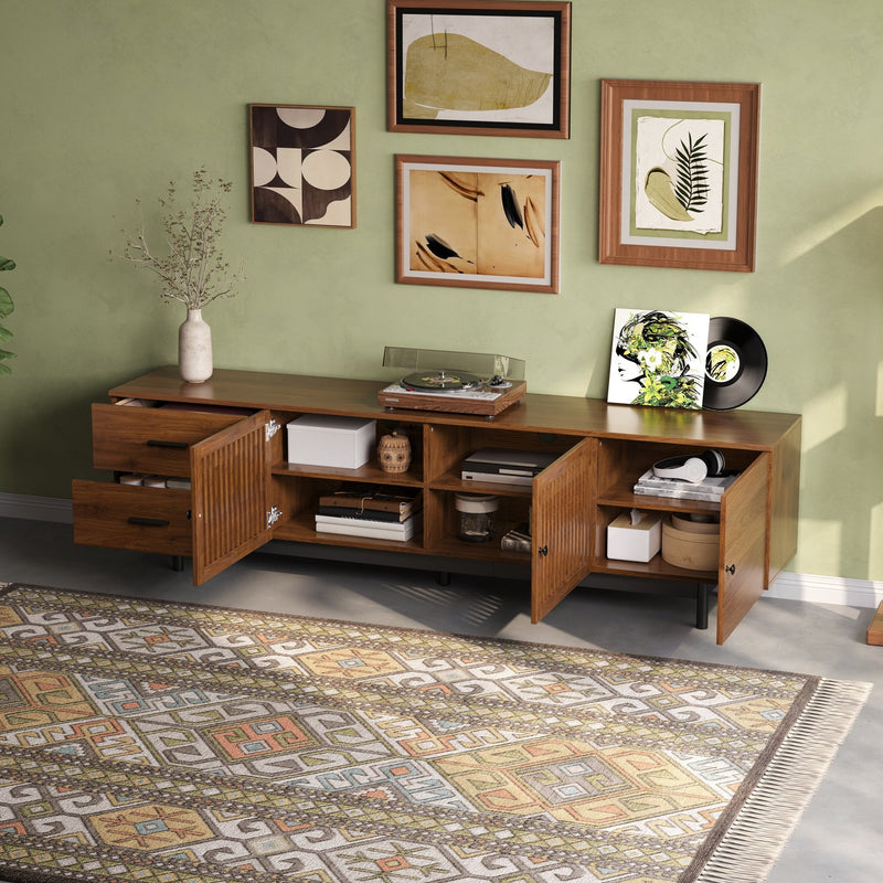 78-Inch TV Stand for 85-Inch TVs, Walnut Media Console with Soft-Closing Drawers, photo 2 of 10