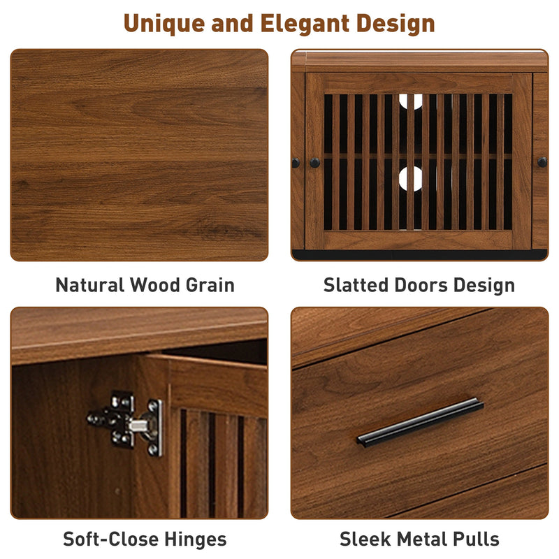 78-Inch TV Stand for 85-Inch TVs, Walnut Media Console with Soft-Closing Drawers, photo 6 of 10