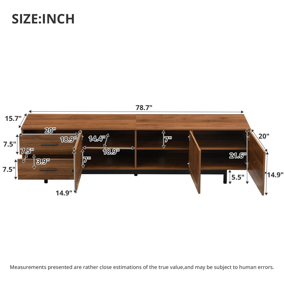 78-Inch TV Stand for 85-Inch TVs, Walnut Media Console with Soft-Closing Drawers, photo 8 of 10