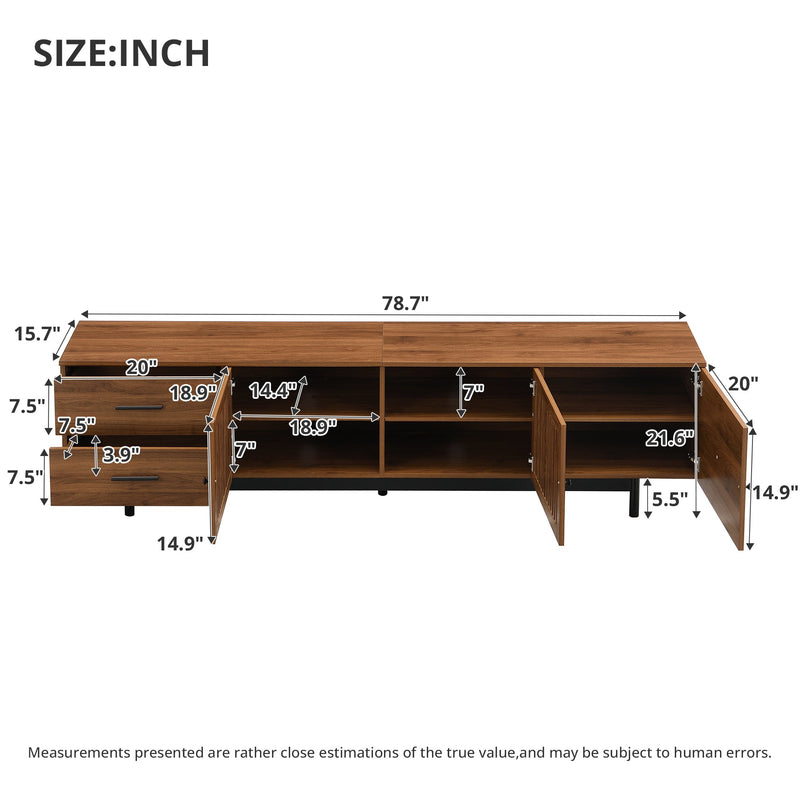 78-Inch TV Stand for 85-Inch TVs, Walnut Media Console with Soft-Closing Drawers, photo 8 of 10