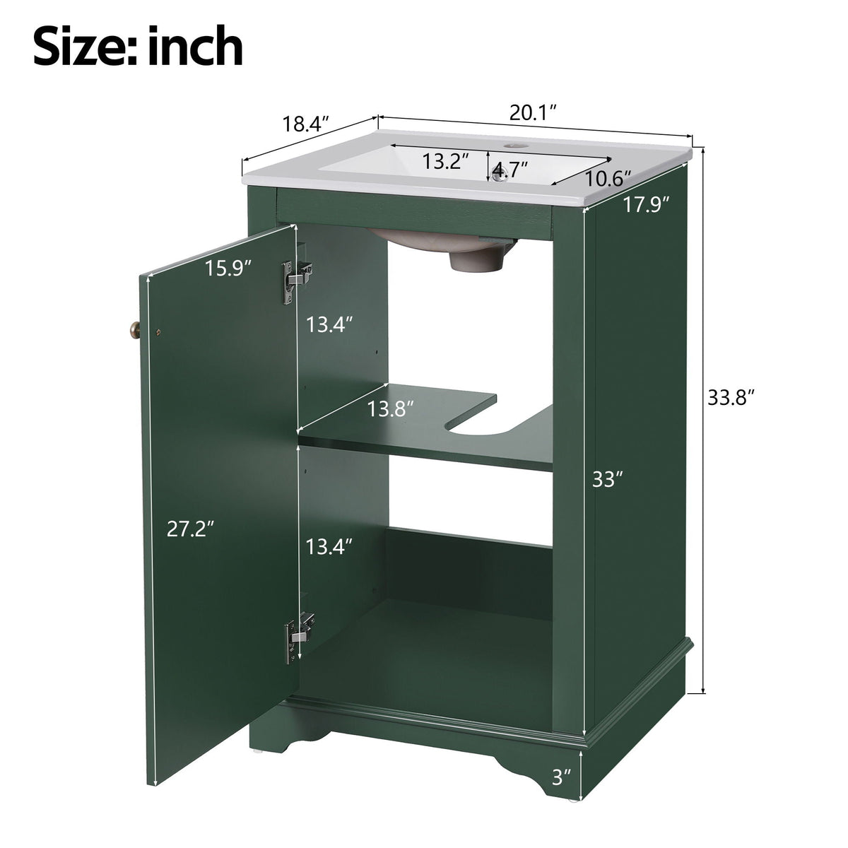 Bathroom Vanity With Sink, Freestanding Single Cabinet Set, photo 11 of 12