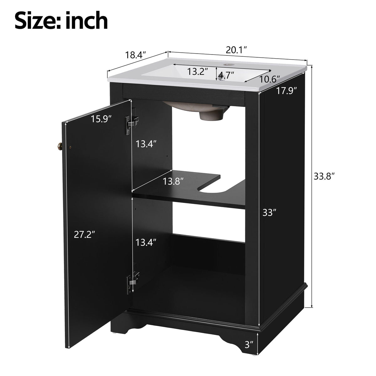 Bathroom Vanity With Sink, Freestanding Single Cabinet Set, photo 5 of 12