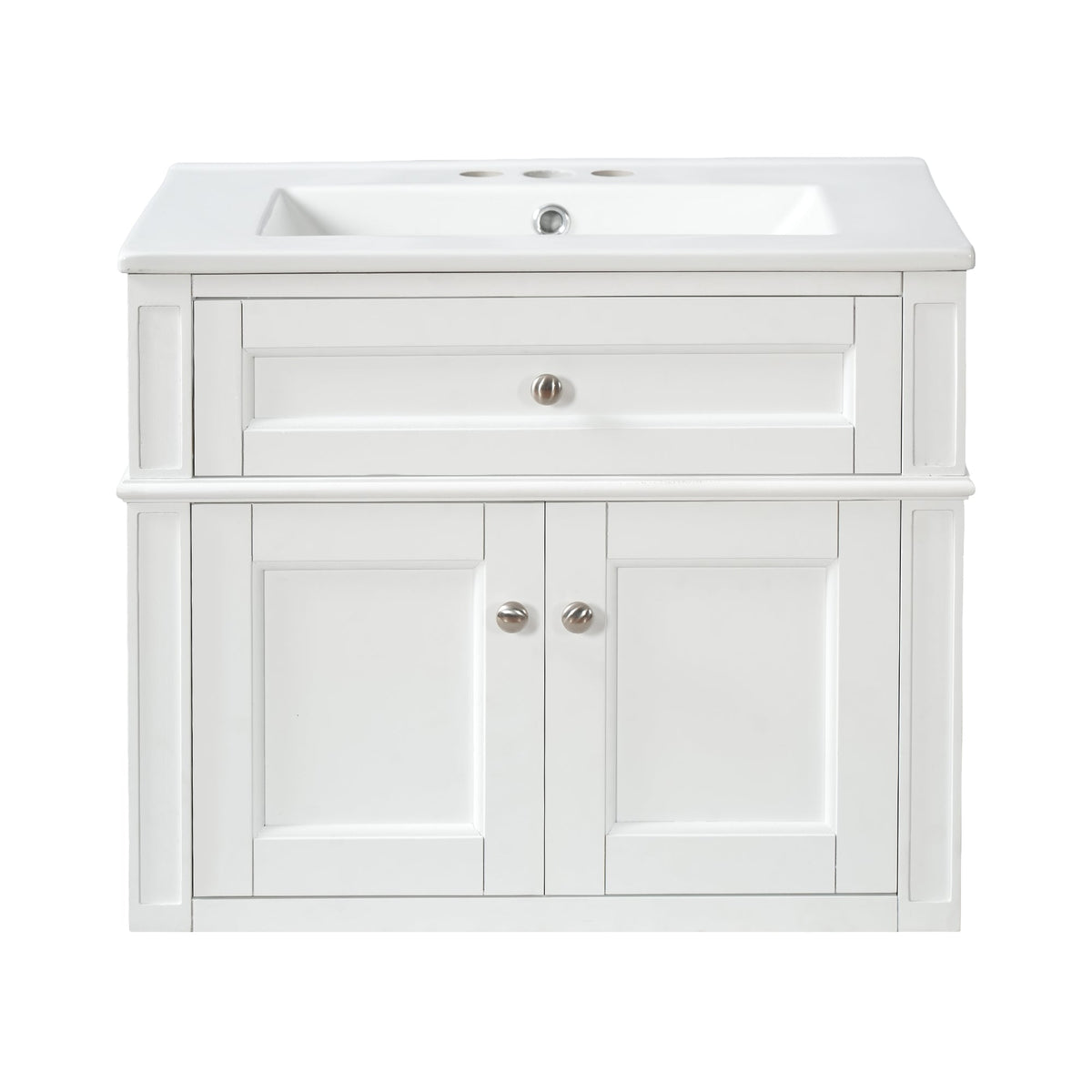 Modern 24-Inch Wall-Mounted Bathroom Vanity with Ceramic Sink, White, photo 10 of 10