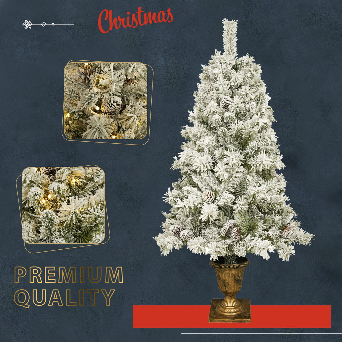 Pre-lit Xmas Tree Artificial Christmas 4-Piece Set,Garland, Wreath and Set of 2 Entrance Trees X-mas with LED Lights, Christmas Tree, photo 3 of 10