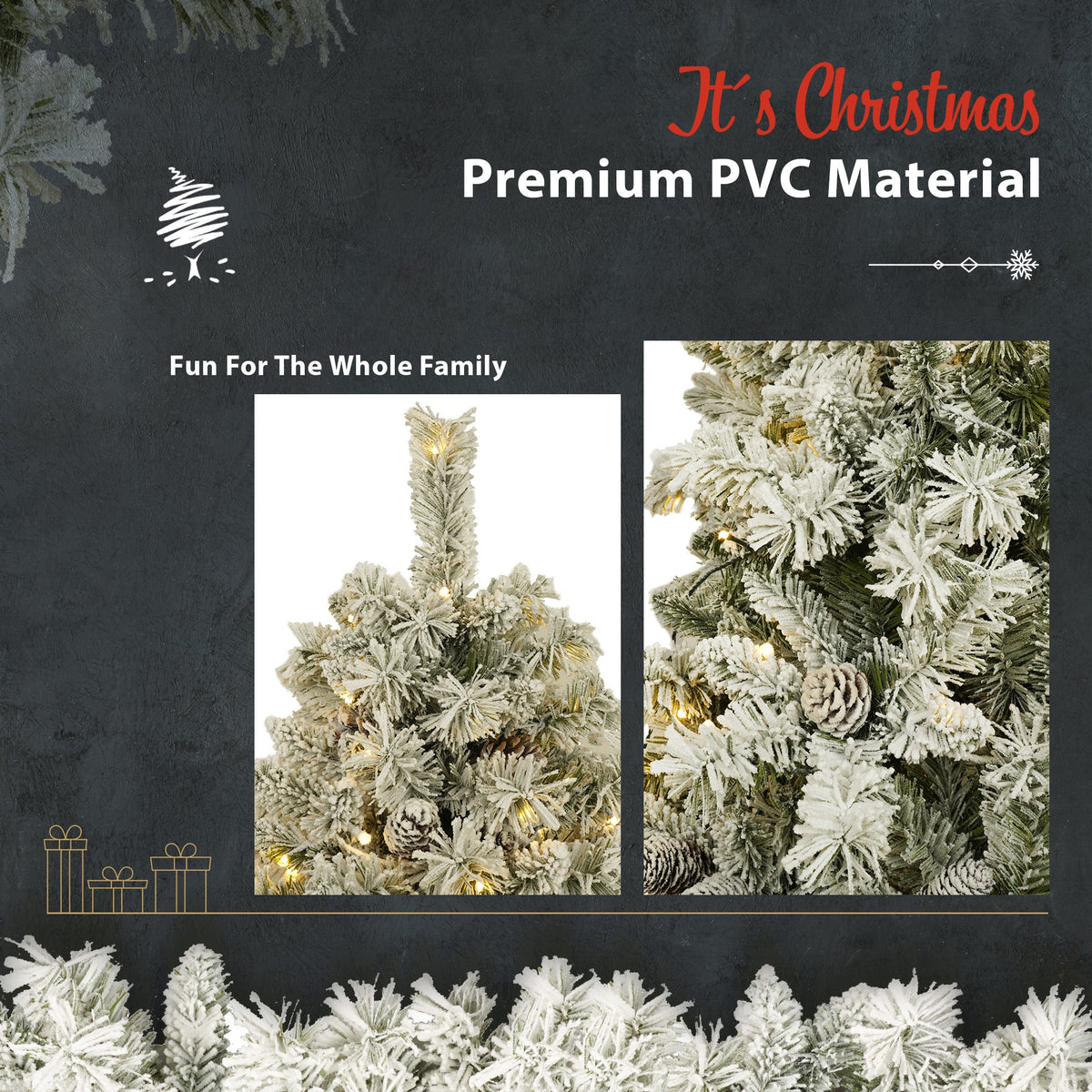 Pre-lit Xmas Tree Artificial Christmas 4-Piece Set,Garland, Wreath and Set of 2 Entrance Trees X-mas with LED Lights, Christmas Tree, photo 5 of 10