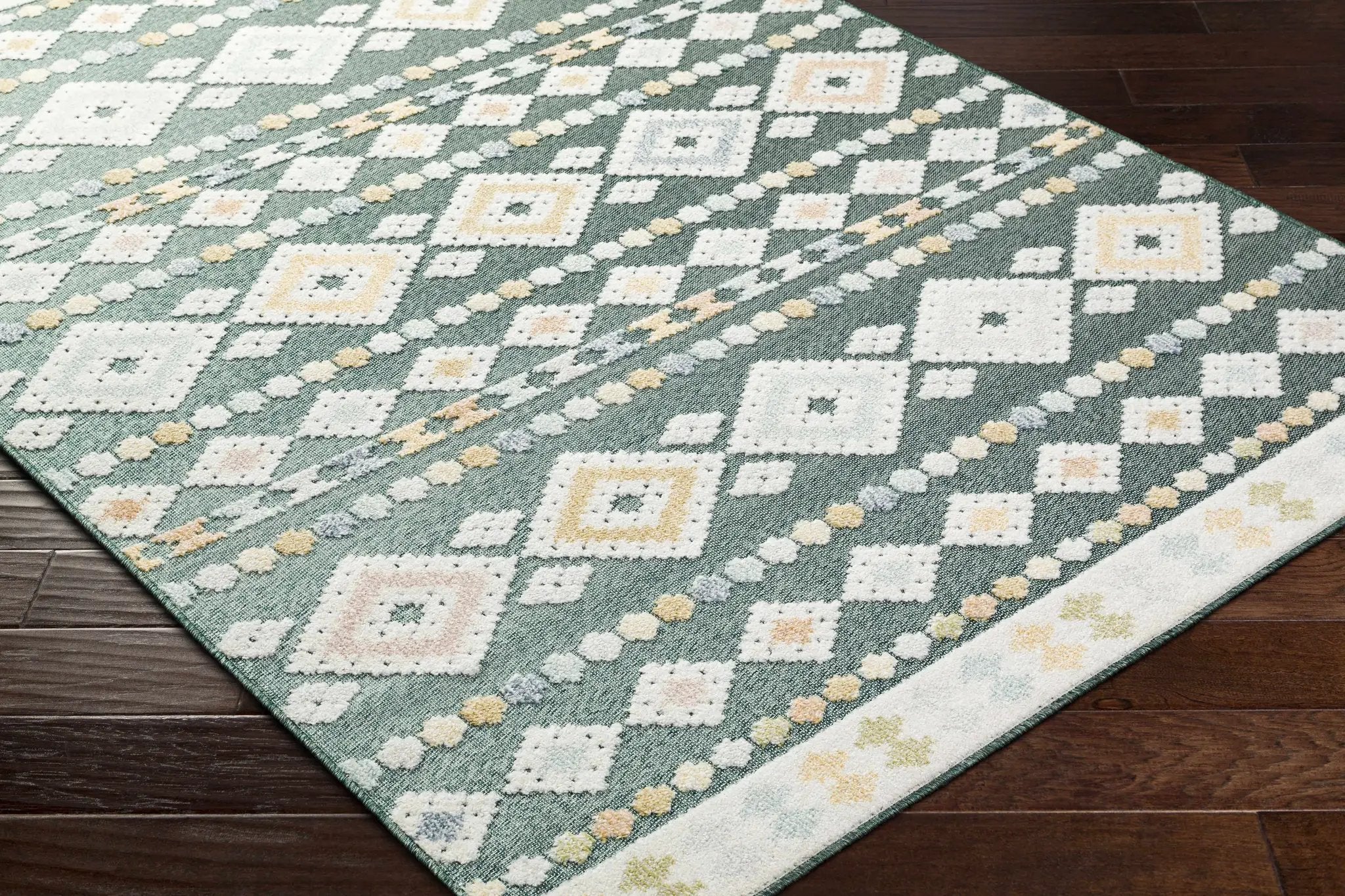 Metta Medium Green Outdoor Area Rug - Clearance by Boutique Rugs