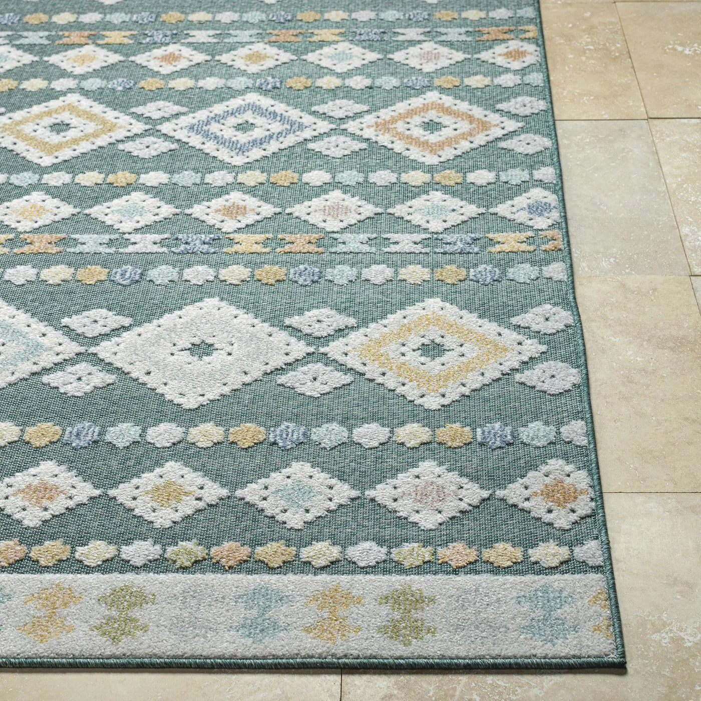 Metta Medium Green Outdoor Area Rug - Clearance by Boutique Rugs