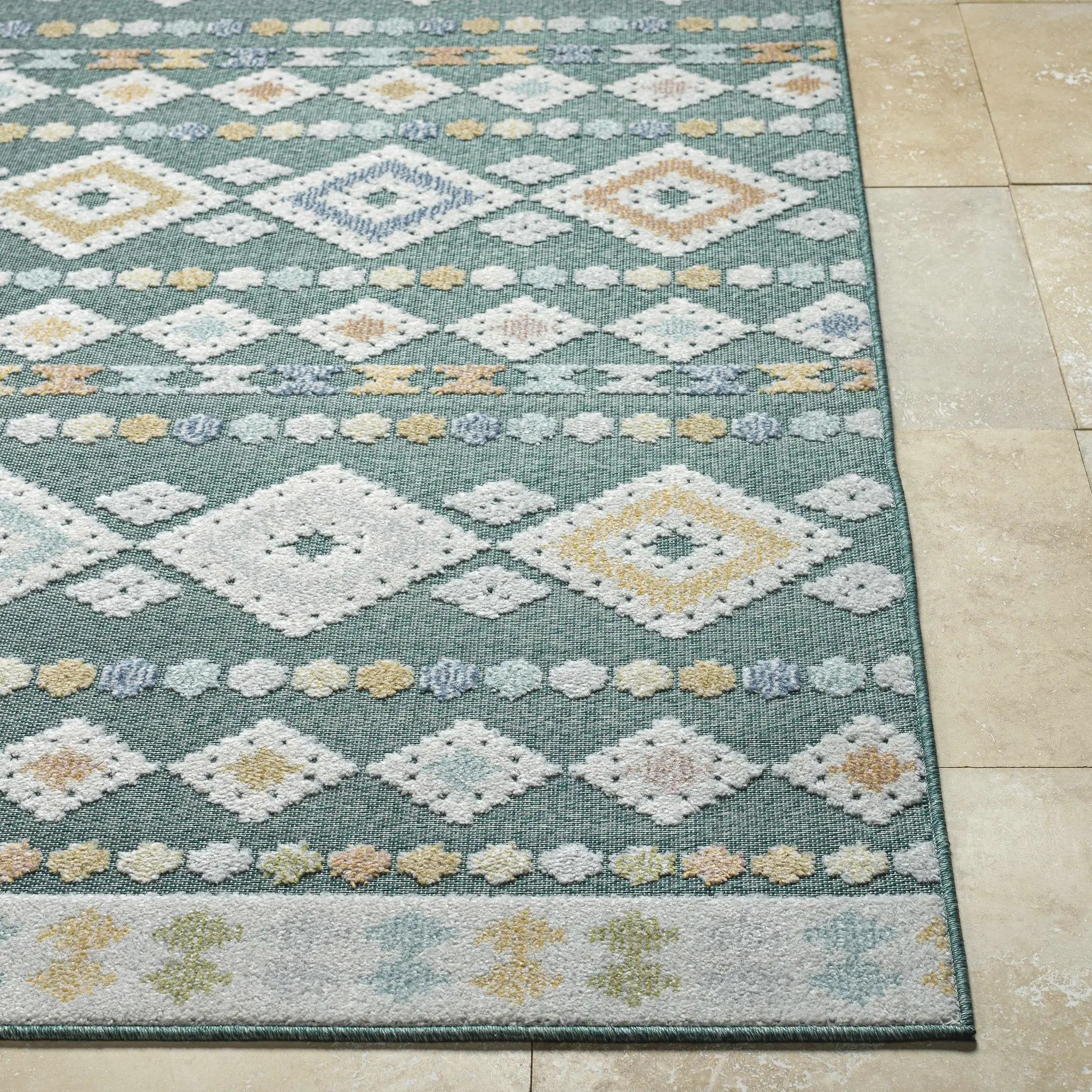 Metta Medium Green Outdoor Area Rug - Clearance by Boutique Rugs