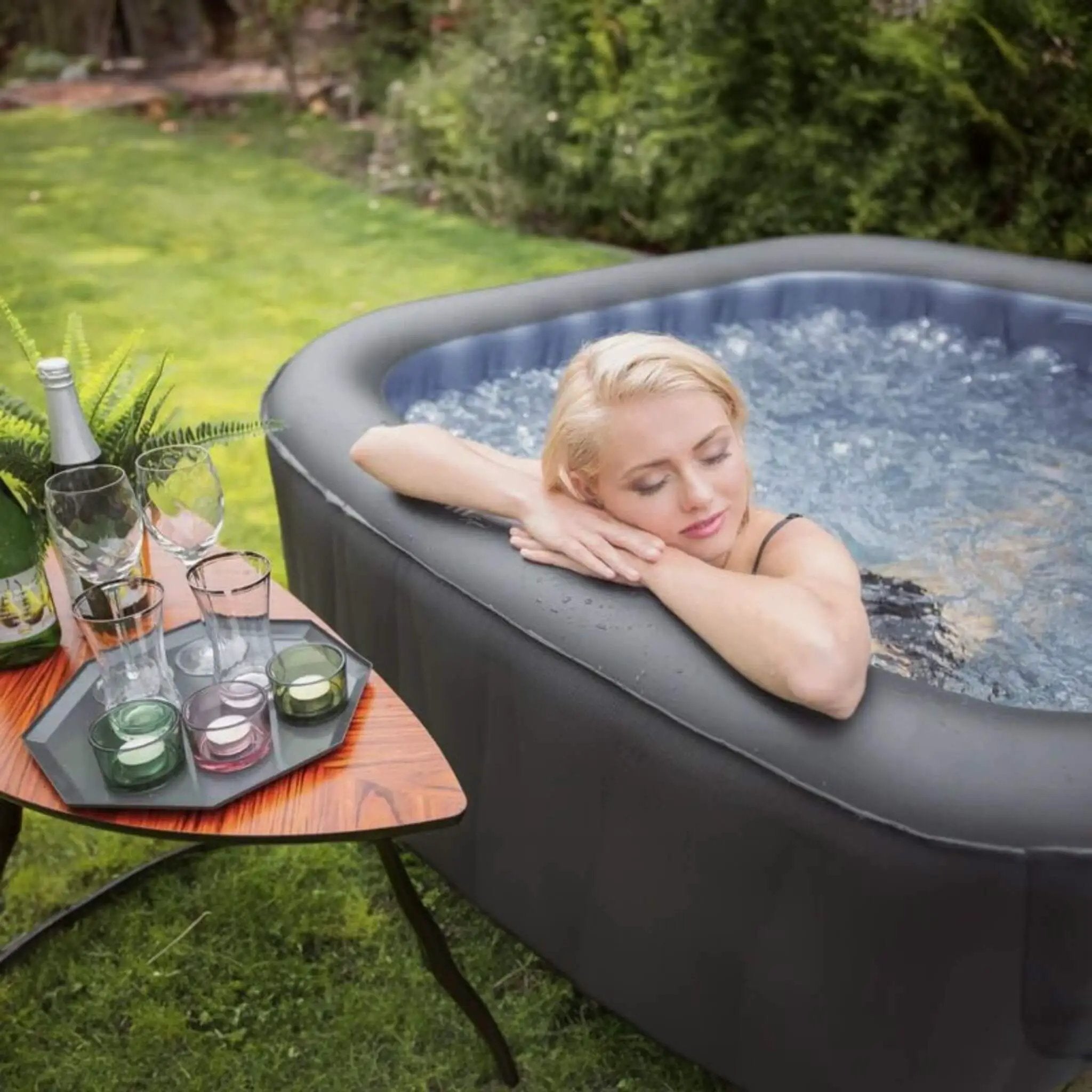 MSpa Tekapo Comfort Series Six-Person Inflatable Square Bubble Spa Hot Tub With 132 Bubble Jets [C-TE062] (SAK80641) by SAKSBY WHOLESALE