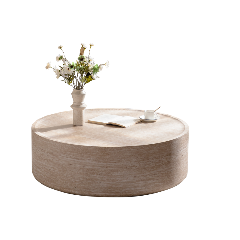 39.37" Round Coffee Table with Mars Pattern - Beige, photo 9 of 9