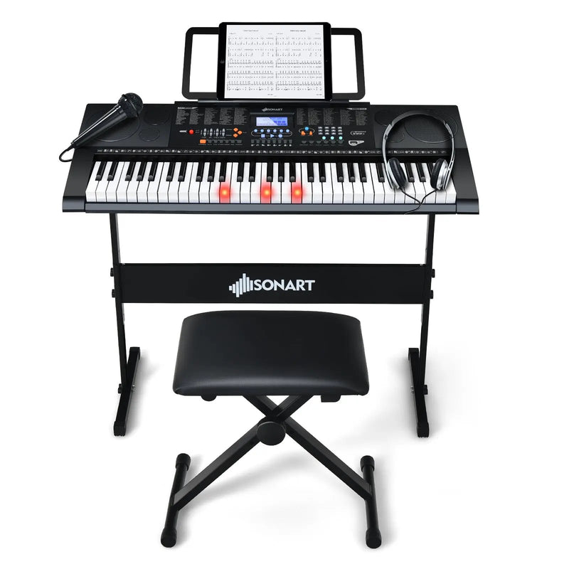 61-Key Electronic Keyboard Piano Set with Full Size Lighted Keys by DirectDeals