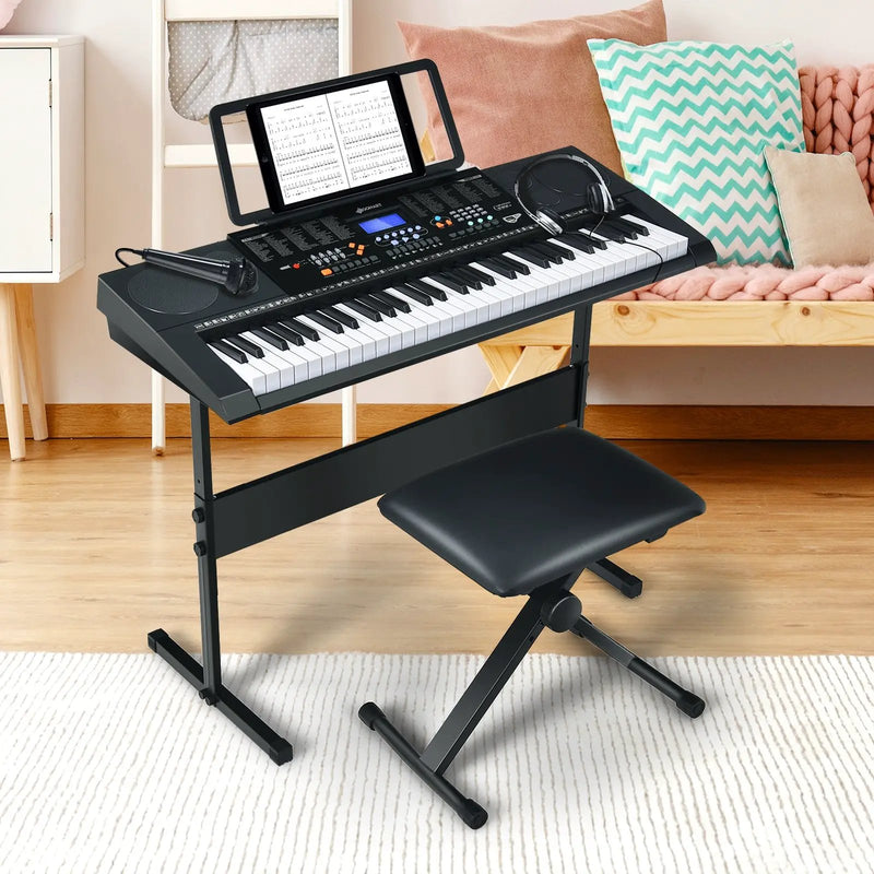 61-Key Electronic Keyboard Piano Set with Full Size Lighted Keys by DirectDeals