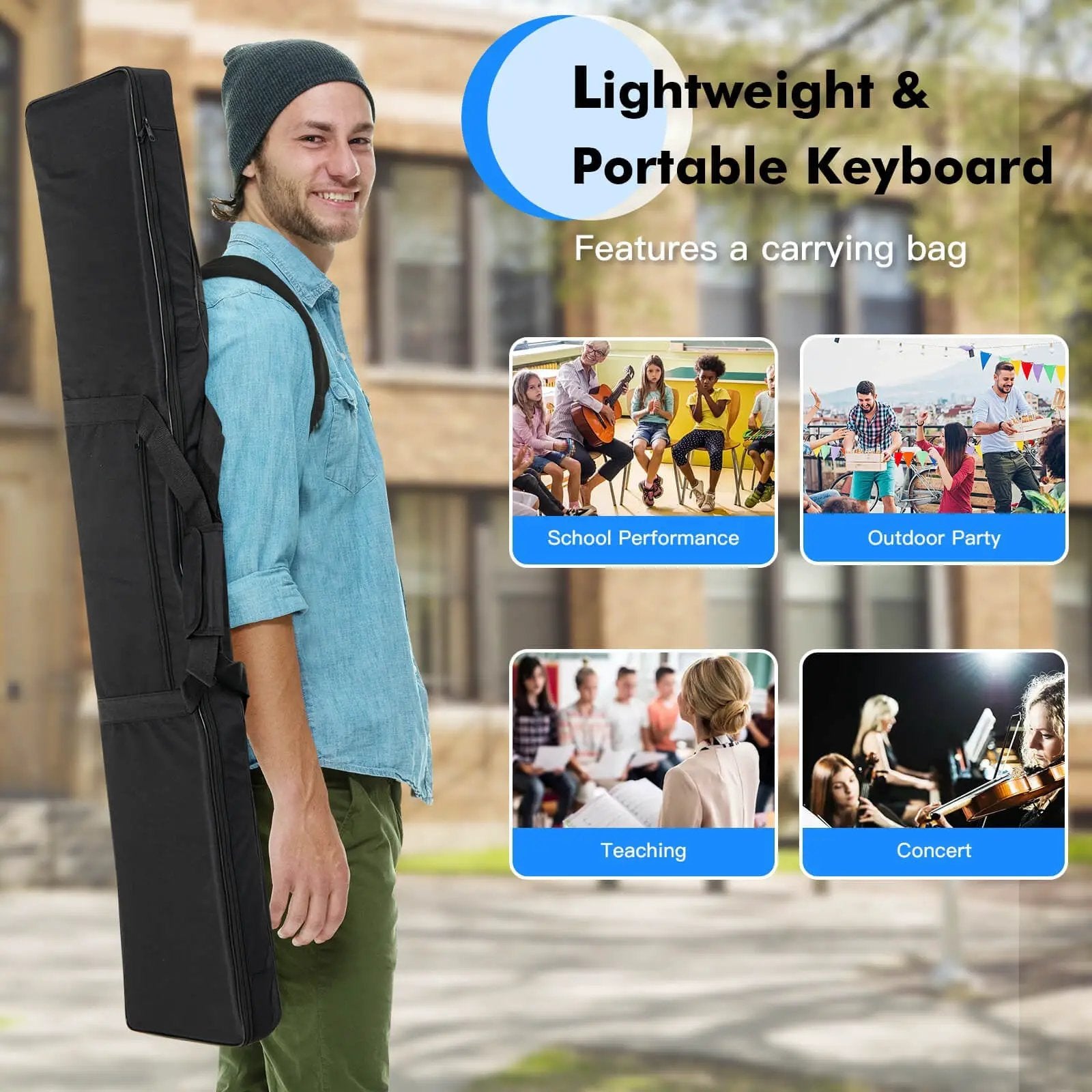 88-Key Portable Electric Lighted Keyboard Piano-Black by DirectDeals