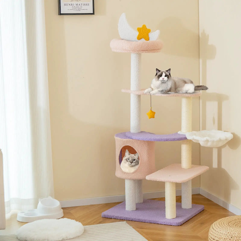 Multi-level Cat Tower with Sisal Covered Scratching Posts by DirectDeals