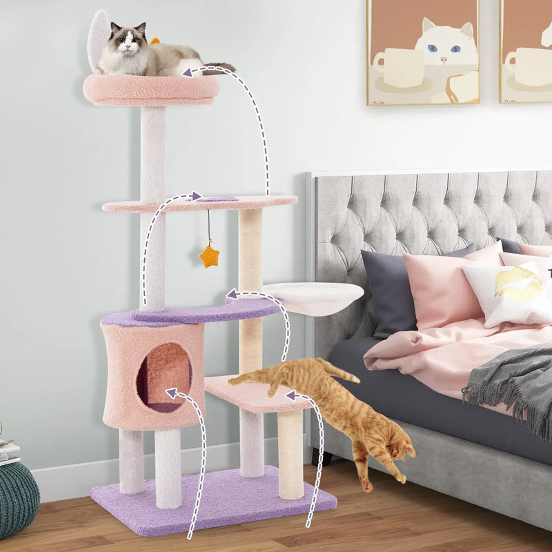 Multi-level Cat Tower with Sisal Covered Scratching Posts by DirectDeals