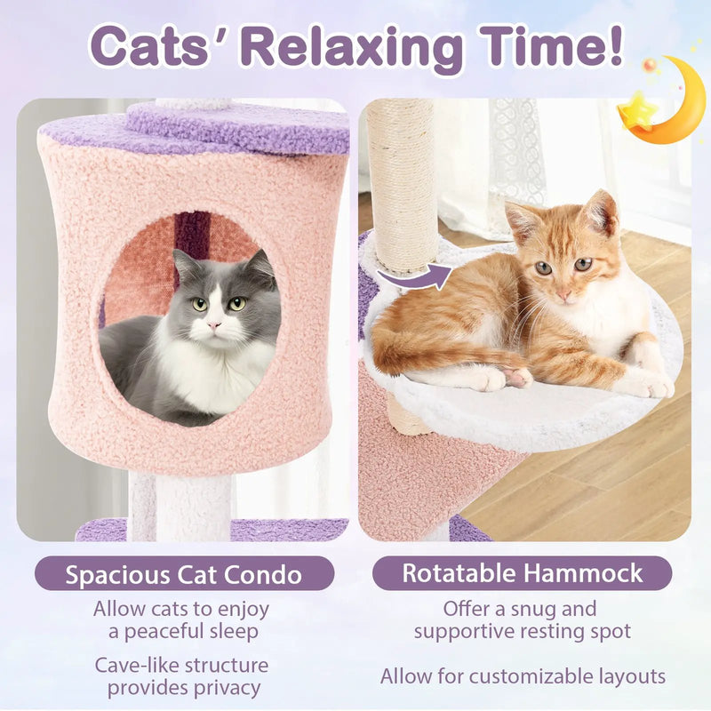 Multi-level Cat Tower with Sisal Covered Scratching Posts by DirectDeals